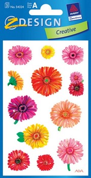 Z-Design 54324, Creative - Blumen-Sticker aus bunt bedrucktem Papier Motiv Gerbera, 3 Bögen