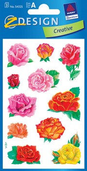 Z-Design 54325, Creative - Blumen-Sticker aus bunt bedrucktem Papier Motiv Rosenblüten, 3 Bögen