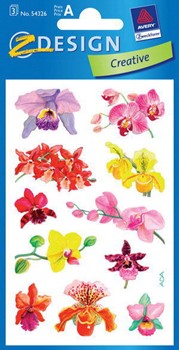 Z-Design 54326, Creative - Blumen-Sticker aus bunt bedrucktem Papier Motiv Orchideen bunt, 3 Bögen