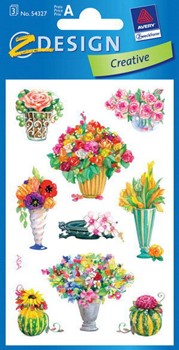 Z-Design 54327, Creative - Blumen-Sticker aus bunt bedrucktem Papier Motiv Sträuße in Töpfen, 3 Bögen