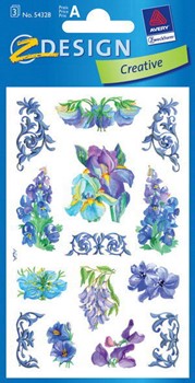 Z-Design 54328, Creative - Blumen-Sticker aus bunt bedrucktem Papier Motiv Hyazinthen blau, 3 Bögen