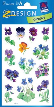 Z-Design 54330, Creative - Blumen-Sticker aus bunt bedrucktem Papier Motiv Veilchenblüten lila, 3 Bögen