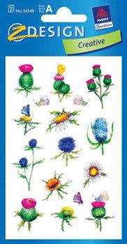 Z-Design 54340, Creative - Flower Sticker, Motiv Distelblumen, beglimmert, 2 Bogen