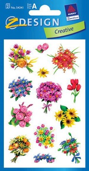 Z-Design 54341, Creative - Flower Sticker, Motiv Blumensträusse, beglimmert, 2 Bogen