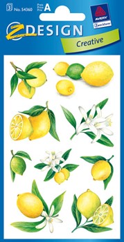 Z-Design 54360, Creative - Blumen-Sticker, Motiv Zitrone, 3 Bogen