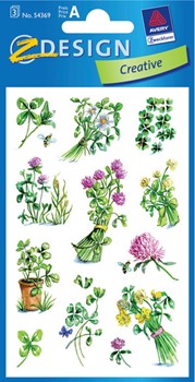 Z-Design 54369, Creative - Blumen-Sticker, Motiv Klee, 3 Bogen