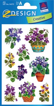 Z-Design 54373, Creative - Blumen-Stickefolie, Motiv Veilchen, transparent, 2 Bogen