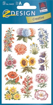 Z-Design 54439, Creative - Blumen-Sticker, Motiv Sommerblumen, 3 Bogen