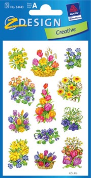 Z-Design 54443, Creative - Blumen-Sticker, Motiv Frühling, beglimmert , 2 Bogen
