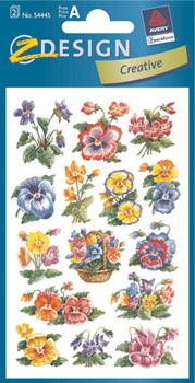 Z-Design 54445, Creative - Blumen-Sticker, Motiv Veilchen, beglimmert, 2 Bogen
