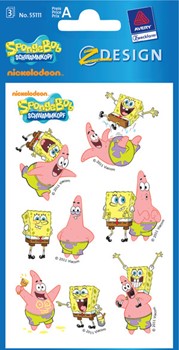Z-Design 55111, Kids - Papier Sticker, SpongeBob + Patrick, 3 Bogen