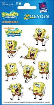 Z-Design 55114, Kids - Papier Sticker, SpongeBob 3D, 3 Bogen