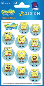 Z-Design 55115, Kids - Papier Sticker, SpongeBob Spot, beglimmert, 2 Bogen