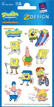Z-Design 55116, Kids - Papier Sticker, SpongeBob Sport, beglimmert, 2 Bogen
