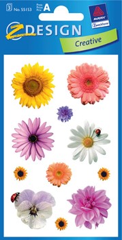 Z-Design 55153, Creative - Papier Sticker, Blüten, 3 Bogen