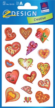 Z-Design 55155, Creative - Papier Sticker, Herzen, geprägt, 2 Bogen