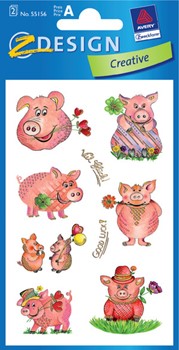 Z-Design 55156, Creative - Papier Sticker, Schweine, geprägt, 2 Bogen