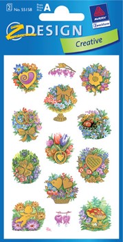Z-Design 55158, Creative - Papier Sticker, Blumen, geprägt, 2 Bogen