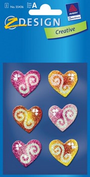 Z-Design 55436, Creative - Sticker Glamour Motiv 6 Herzen + Schnörkel, 1 Bogen