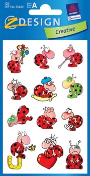 Z-Design 55624, Creative - Sticker aus bunt bedrucktem Papier Motiv Marienkäfer, 2 Bögen