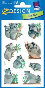 Z-Design 55709, Creative - Sticker aus bunt bedrucktem Papier Motiv Koalabärchen, 3 Bögen
