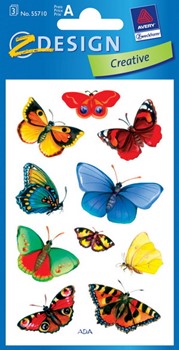 Z-Design 55710, Creative - Sticker aus bunt bedrucktem Papier Motiv Schmetterling, 3 Bögen