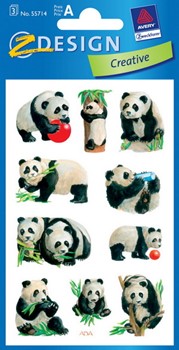 Z-Design 55714, Creative - Sticker aus bunt bedrucktem Papier Motiv Pandabären, 3 Bögen