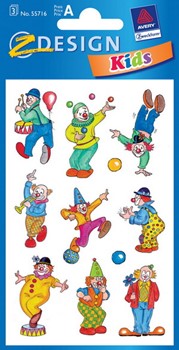 Z-Design 55716, Kids - Sticker aus bunt bedrucktem Papier für Kids Motiv Clowns, 3 Bögen