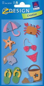 Z-Design 55729, Creative - Sticker Collage Motiv Strand, 1 Bogen