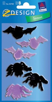 Z-Design 55758, Creative - Jelly Sticker, Motiv Fledermaus/Spinne, 1 Bogen