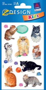 Z-Design 55760, Creative - Papier Sticker, Motiv Katzen, 3 Bogen
