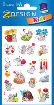 Z-Design 55762, Creative - Papier Sticker, Motiv Mäuschen, 3 Bogen