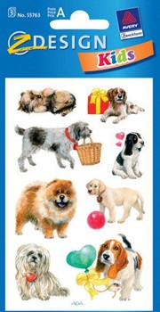 Z-Design 55763, Creative - Papier Sticker, Motiv Hunde, 3 Bogen