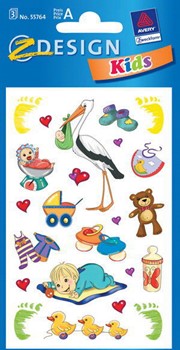 Z-Design 55764, Creative - Papier Sticker, Motiv Baby, 3 Bogen