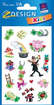 Z-Design 55766, Creative - Papier Sticker, Motiv Glück, beglimmert, 2 Bogen