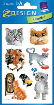 Z-Design 55794, Creative - Papier Sticker, Motiv Katzen, 3 Bogen