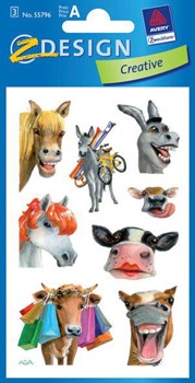 Z-Design 55796, Creative - Papier Sticker, Motiv Pferd/Kuh, 3 Bogen