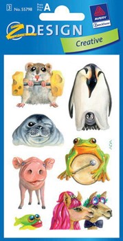 Z-Design 55798, Creative - Papier Sticker, Motiv div. Tiere, 3 Bogen