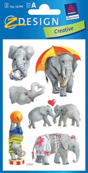 Z-Design 55799, Creative - Papier Sticker, Motiv Elefant, 3 Bogen