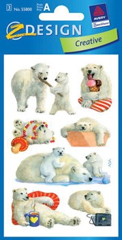 Z-Design 55800, Creative - Papier Sticker, Motiv Eisbär, 3 Bogen