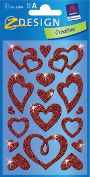 Z-Design 55804, Creative - Glamour Sticker, Motiv Herz, rot, 1 Bogen
