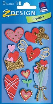 Z-Design 55819, Creative - Collage Sticker, Motiv Herzen, beglimmert, 1 Bogen