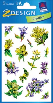 Z-Design 55862, Creative - Blumen Sticker, Motiv Enzian gemischt, 3 Bogen
