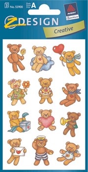 Z-Design 55900, Creative - Papier Sticker, Motiv Bärchen, 3 Bogen