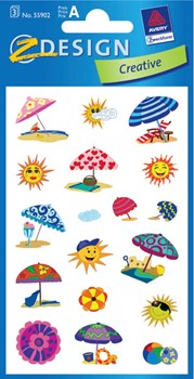 Z-Design 55902, Creative - Papier Sticker, Motiv Sonnenschirm + Sonne, 3 Bogen