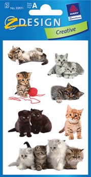 Z-Design 55971, Creative - Papier Sticker, Motiv Katzenfotos, beglimmert, 2 Bogen