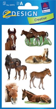 Z-Design 55974, Creative - Papier Sticker, Motiv Fohlen Photo, beglimmert, 2 Bogen