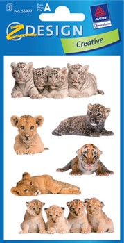 Z-Design 55977, Creative - Papier Sticker, Motiv Tiger/Löwen Photo, 3 Bogen