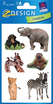Z-Design 55978, Creative - Papier Sticker, Motiv Safari, 3 Bogen