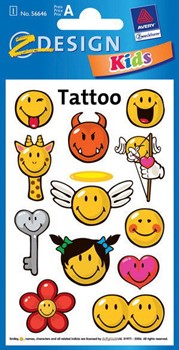 Z-Design 56646, Kids - wasserfeste Tattoos, Motiv Smiley Girl, 1 Bogen